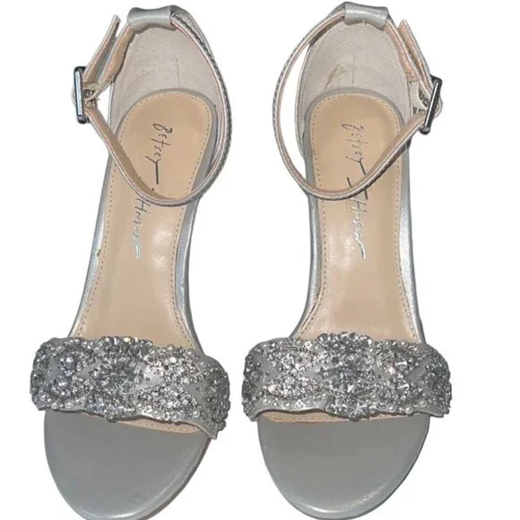 Betsey Johnson Juno Silver Embellished Beaded High Heels Size 6.5 - Picture 6 of 13